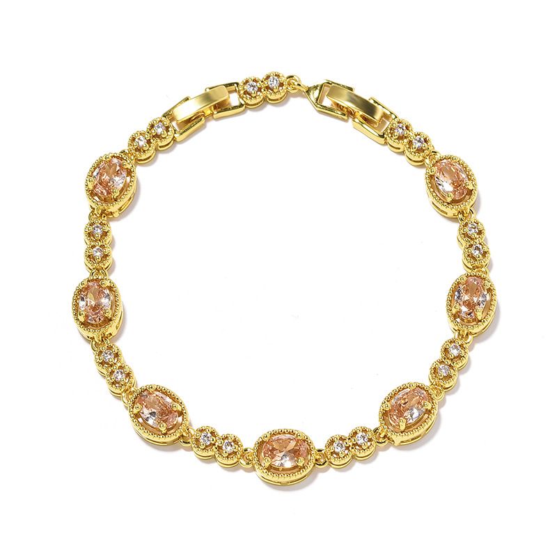 Korean Blue Color Treasure Rectangular Light Luxury Pure Handmade Inlaid Geometric Colored Zircon Bracelet for Women_voghion.com
