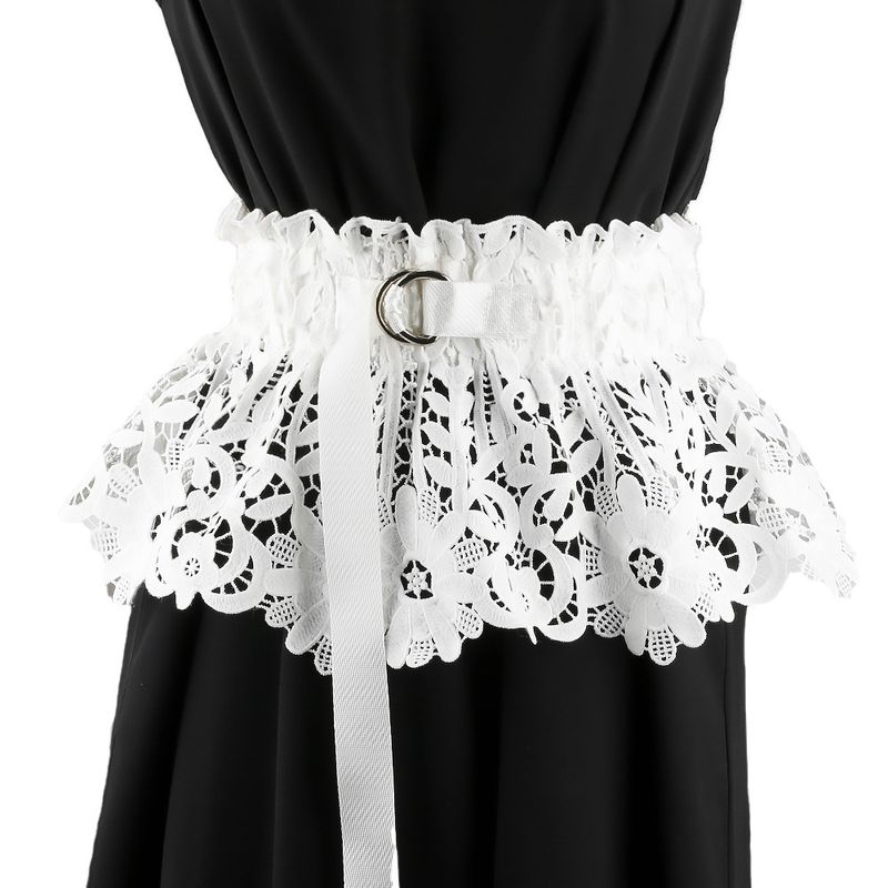 Cintura larga in pizzo testurizzata per donna, cintura elastica in vita, versatile capospalla, abito decorativo con un senso del design_voghion.com