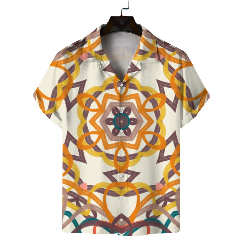 2023 Fashion Resort Freizeit bedrucktes Herrenhemd mit geometrischem Muster_voghion.com