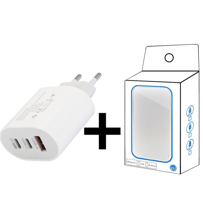 Cargador de móvil tipo C de 2 A USD+2PD para festivales de música, con múltiples puertos para viajes americanos y europeos_voghion.com