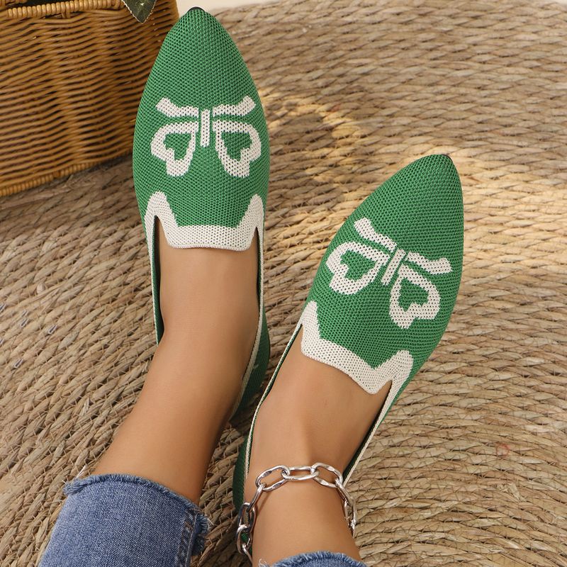 Große Größe für Damen, trendige spitze, flache Öffnung, niedriger Absatz, fliegengewebtes Mesh, atmungsaktive Damen-Einzelschuhe_voghion.com