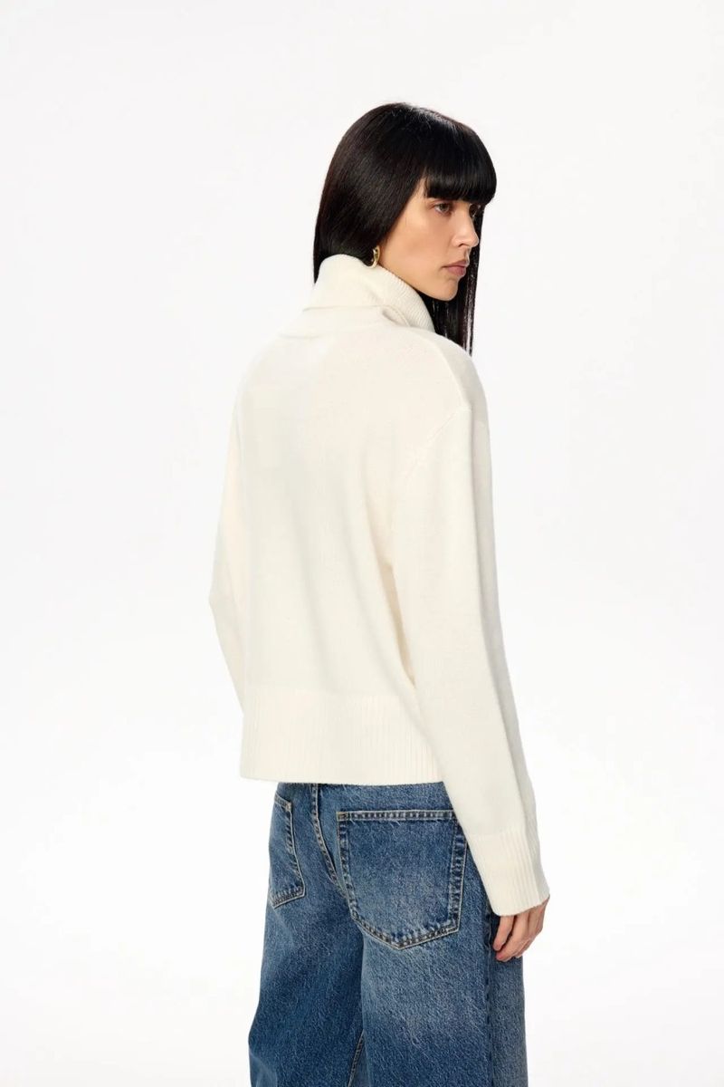Pull oversize en tricot à col montant pour femme – Pull doux et confortable en mélange acrylique (10 couleurs) – Chic décontracté pour les rendez-vous café d'automne_voghion.com