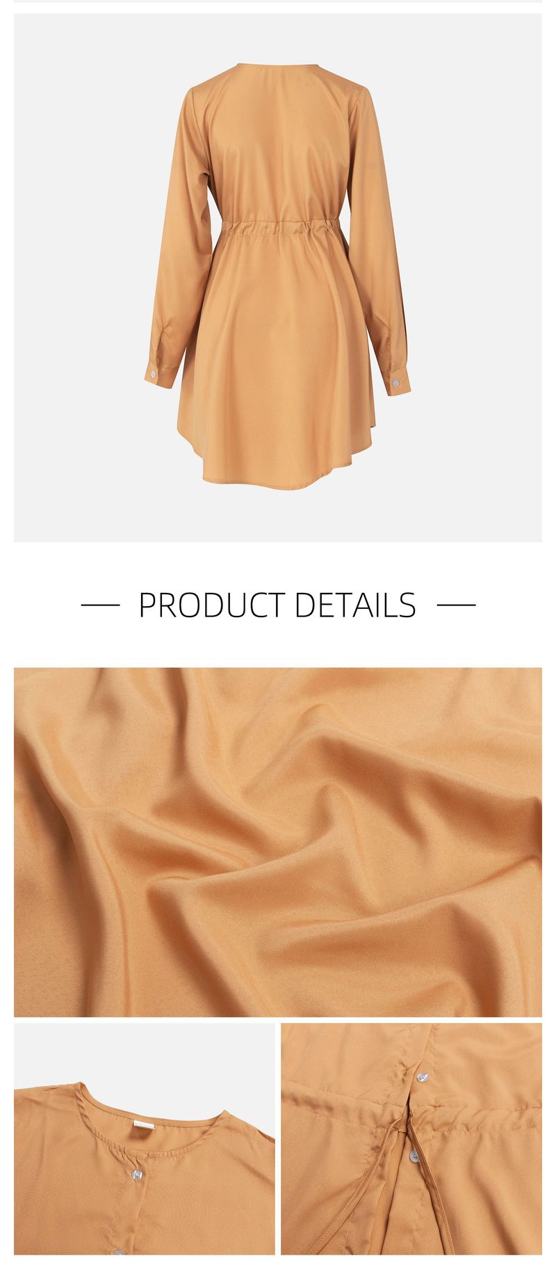 Abito camicia in chiffon tinta unita in vita musulmana asiatica da donna, top a maniche lunghe, abbigliamento da donna malese_voghion.com