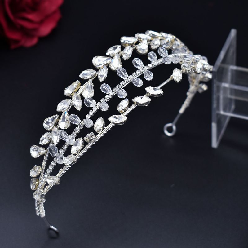 Håndlavet pandebånd Brudeslør Hårtilbehør Hårbånd Tre rækker pandebånd Form Hovedbeklædning_voghion.com