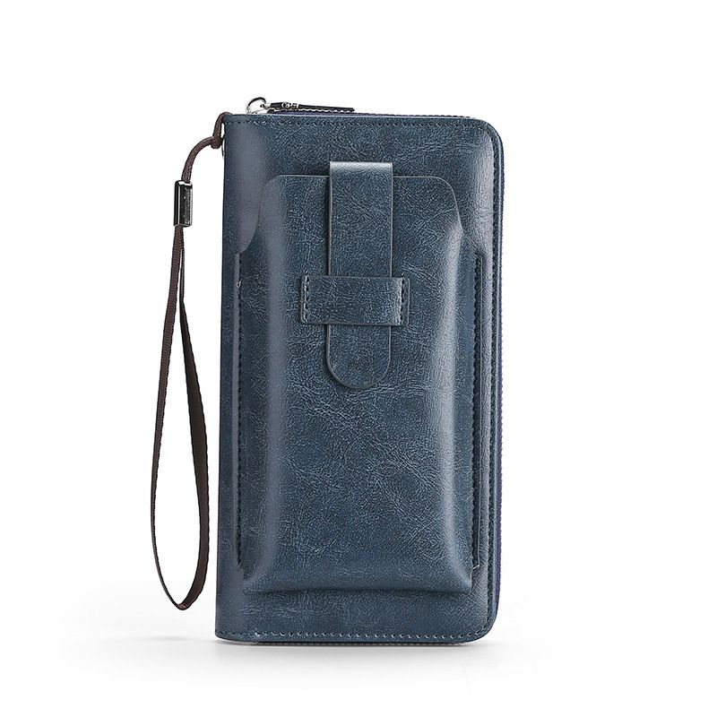 PU Men's Phone Bag With Chain And Stitched Design_voghion.com