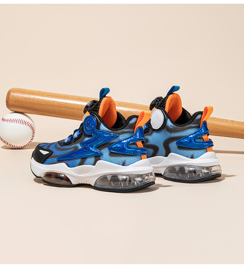 child's shoes Rotary button basketball shoes Boys fall mesh air cushion sneakers_voghion.com