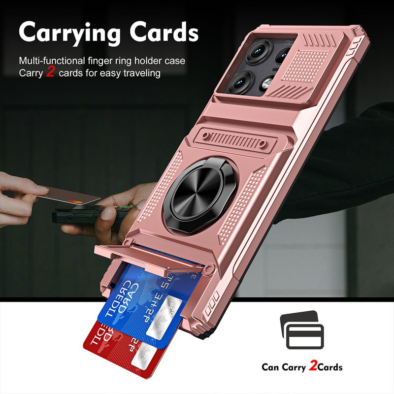 Magnetic Ring Rotated Kickstand Case For Motorola Moto Edge 50 Fusion Ultra Pro Dual Layer Drop Protection Wallet Card_voghion.com
