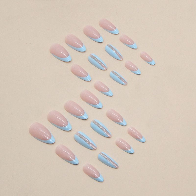 Nail Art mignon frais amande armure bleu clair simple Nail Art léger luxe Ins Style Nail Fashion portant armure_voghion.com