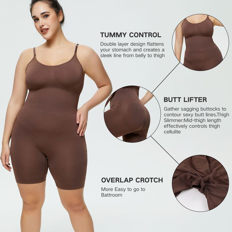 Nahtloser Shapewear-Body in Übergröße – Hochtaillierter String-Tanga mit Bauchkontrolle, Po-Lifting und trägerlosem Design_voghion.com