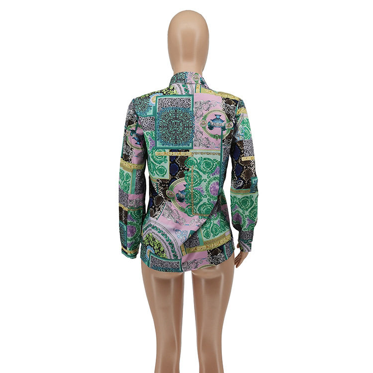 Top da camicia casual allentato con stampa alla moda da donna_voghion.com