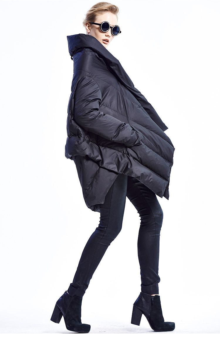 Middellange dons- en dikke losse plus-size dames donsjack sjaal wit dons dames donsjack_voghion.com