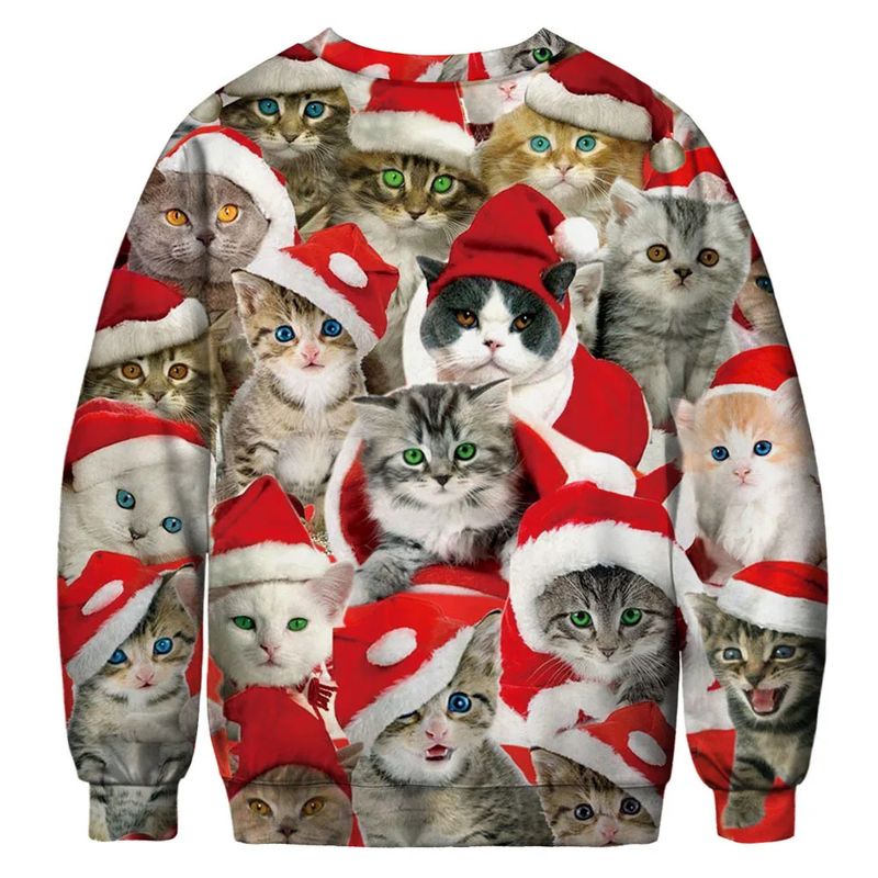 Nuovo costume da scherzo di Natale, con stampa digitale 3D, casual e carino, da donna e da uomo, con scollo a giro._voghion.com