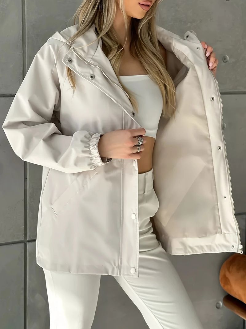 2025 Women's Autumn New Waterproof Jacket Slim Fit Trench Coat Windproof Parka_voghion.com