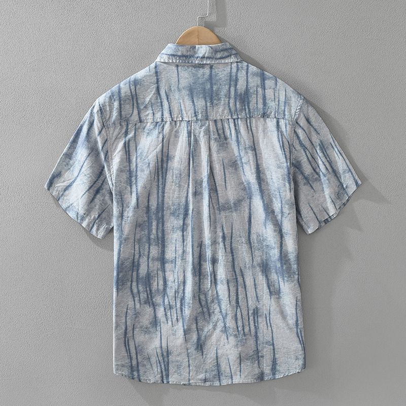 Camicia a maniche corte stampata alla moda per uomo, alla moda e versatile, top casual e ampio._voghion.com