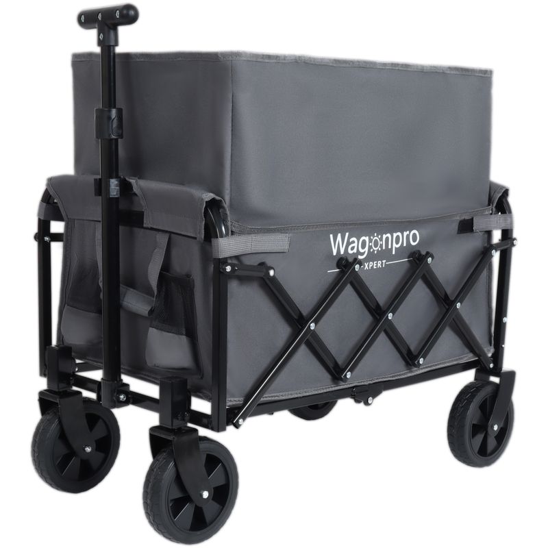 Expandable Dual-Layer Utility Wagon With 100% Extra Space - 225lbs Grocery Cart For Camping, Shopping, Sports, Gardening, Fishing, Gray_voghion.com