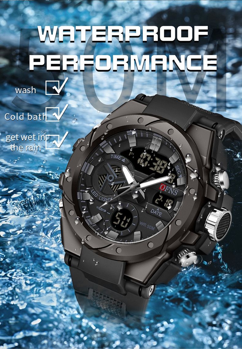Men's Digital Sports Watch With Alarm, Night Light, Stopwatch, Waterproof 50M, Dual Display (Analog + Digital), Durable TPU Strap, Zinc Alloy Case_voghion.com
