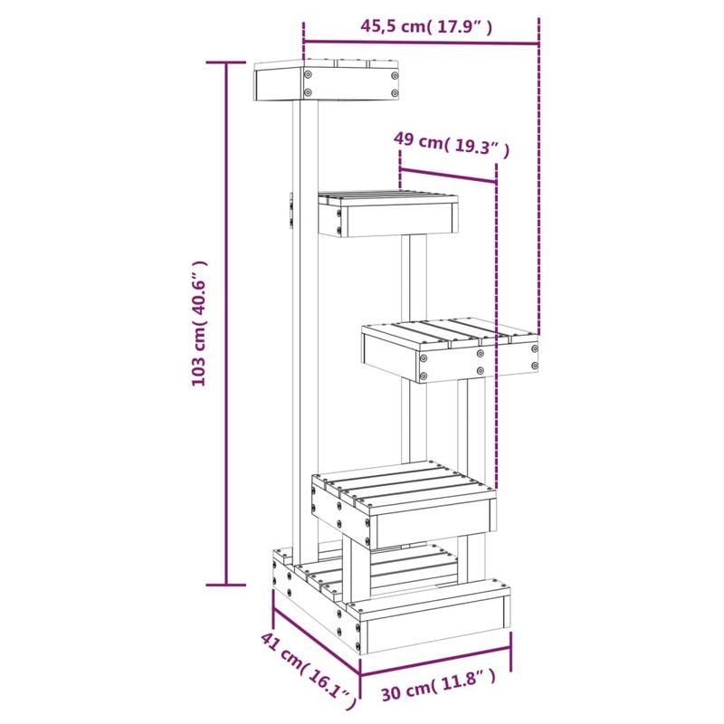 Cat Tree White 17.9"x19.3"x40.6" Solid Wood Pine_voghion.com