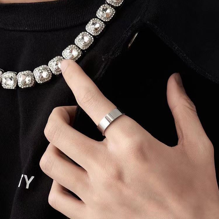 Non-Fading Personality Self-Discipline Titanium Steel Men's Plain Band Women's Minimalist Style Simple Niche Couple_voghion.com