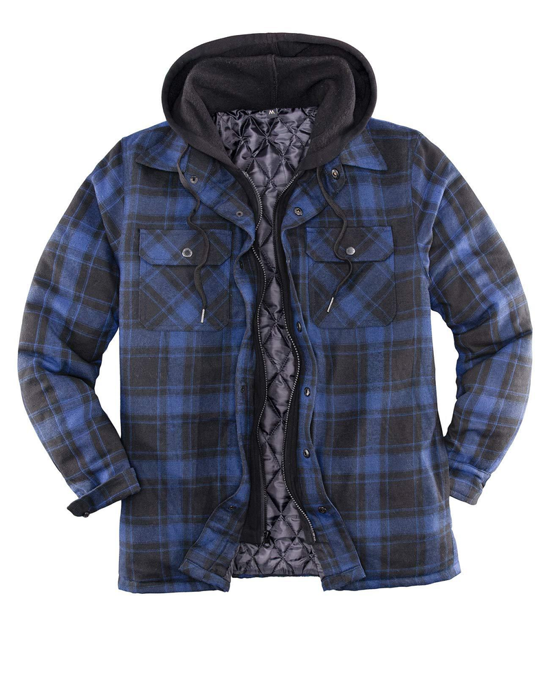 Ropa para hombre, estilo otoño e invierno, abrigo de algodón grueso a cuadros, chaqueta con capucha holgada de manga larga_voghion.com
