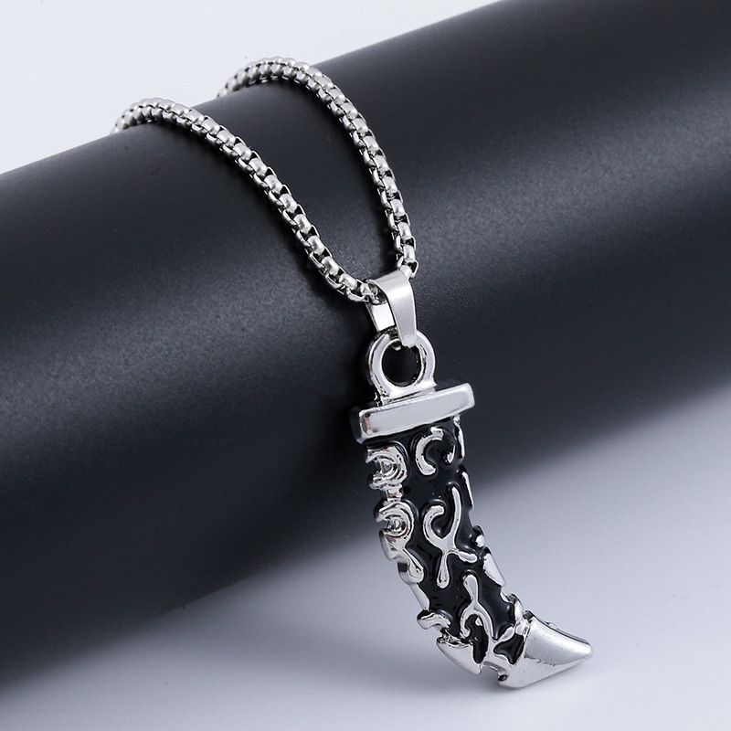 2025 Cross-border Niche Non-fading Simple Personality Necklace Wolf Tooth Necklace Retro Long Sweater Chain Alloy Pendant_voghion.com