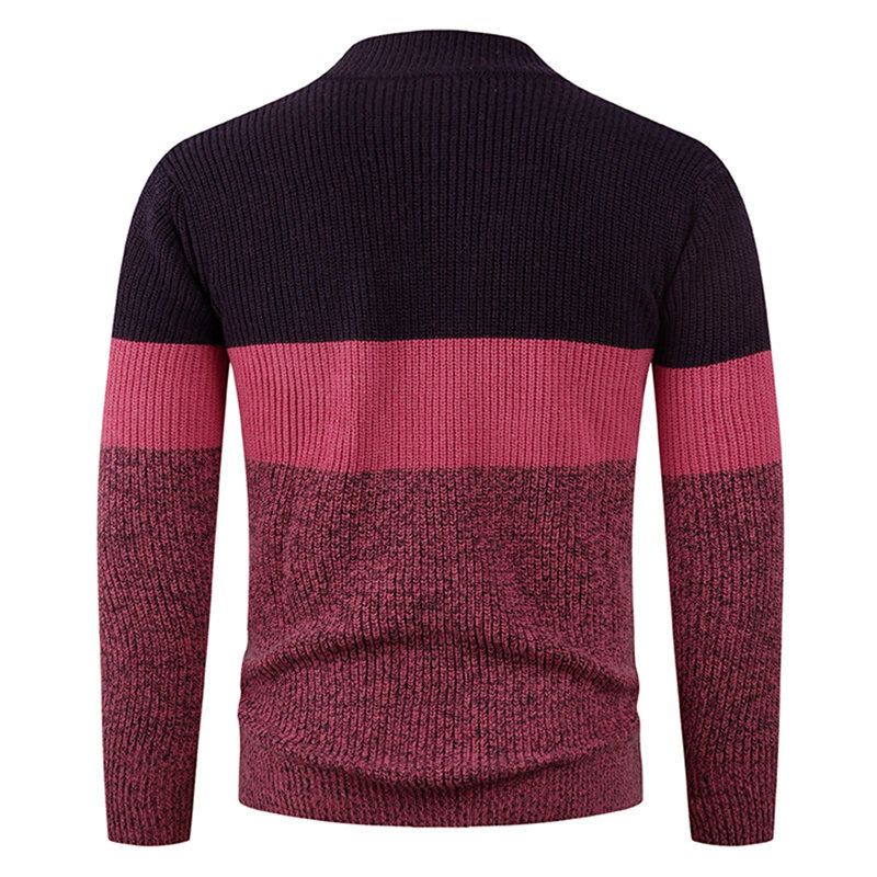 Men's Fashion Quarter-Zip Sweater – Oversized Pullover With Colorblock Design, Washed Texture & High Neck For Urban Layering_voghion.com