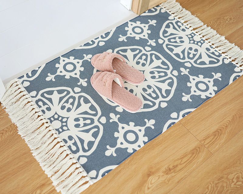 Baumwolle gewebt Digitaldruck Quaste Fußmatte Mehrzweck Schuhschrank Abdeckung Handtuch ändern Schuhe Fußmatte_voghion.com