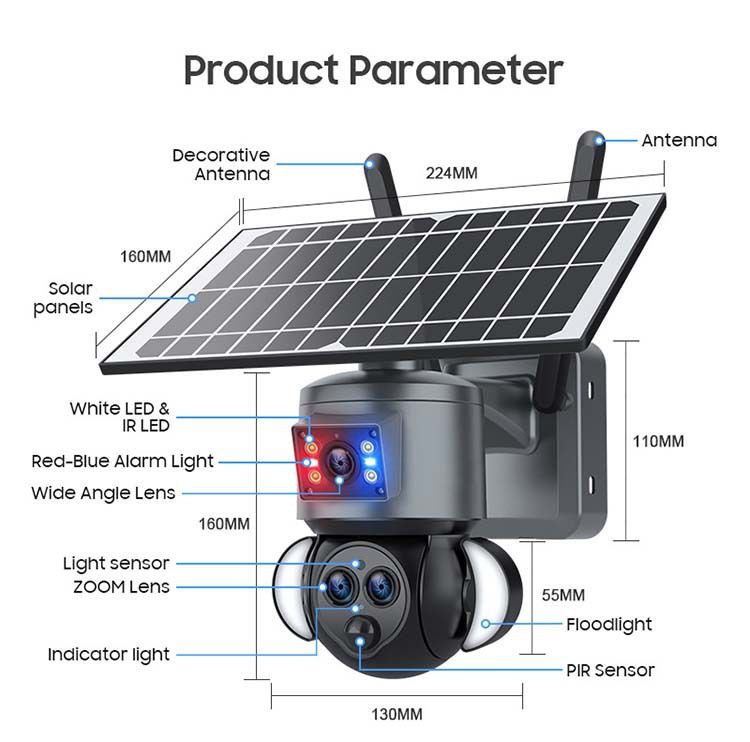 Solar-Überwachungskamera, 3 Objektive, 15-facher Zoom, WLAN/4G-Außenkamera mit Nachtsicht, wasserdicht, Fernüberwachung für Bauernhof/Garten/Zuhause_voghion.com
