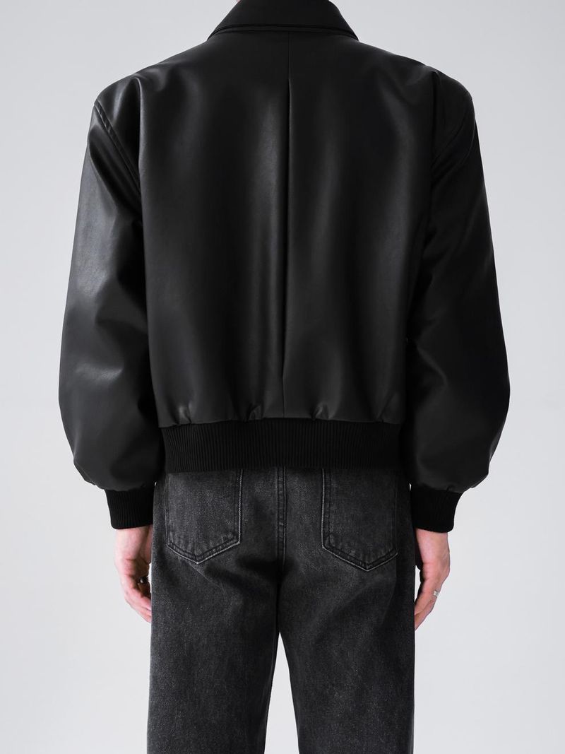 Koreaanse versie Pu niche design, trendy merk, dubbele rits gewatteerde schouder leren jas, heren motorpak,_voghion.com