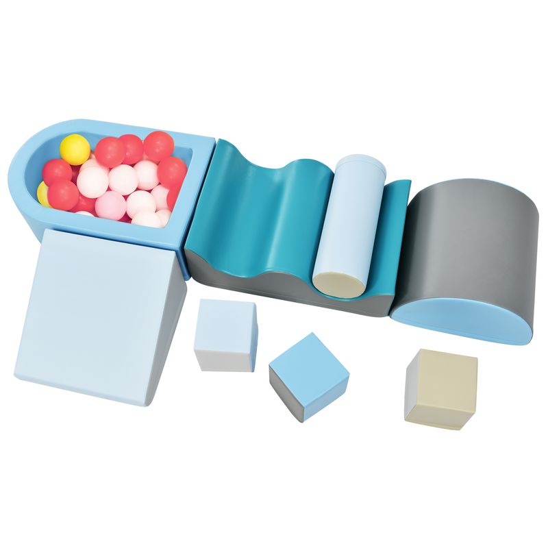Ensemble de blocs de jeu et d'escalade TLG 9 pièces pour enfants – Blocs de construction souples et colorés avec marches, toboggan et piscine à balles pour tout-petits et enfants d'âge préscolaire – Balles non incluses_voghion.com