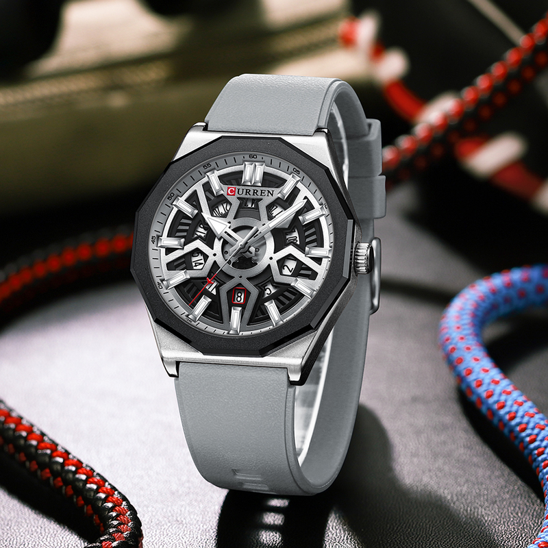 CURREN Orologio da uomo di marca superiore di moda Casual Sport Gel di silice Orologi da polso al quarzo impermeabili per uomo Lancette con data automatica Cl_voghion.com