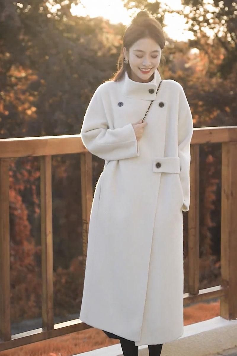 Lana popolare di quest'anno per le donne, abbigliamento autunno e inverno 2024, nuovo stile coreano di fascia alta, stile Hepburn in piedi_voghion.com