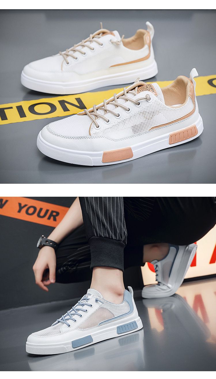Sommer Atmungsaktives Mesh Canvas Herren Student Trendy Vielseitige weiße Schuhe Dicke Sohle Sport Casual Sneakers Herren_voghion.com