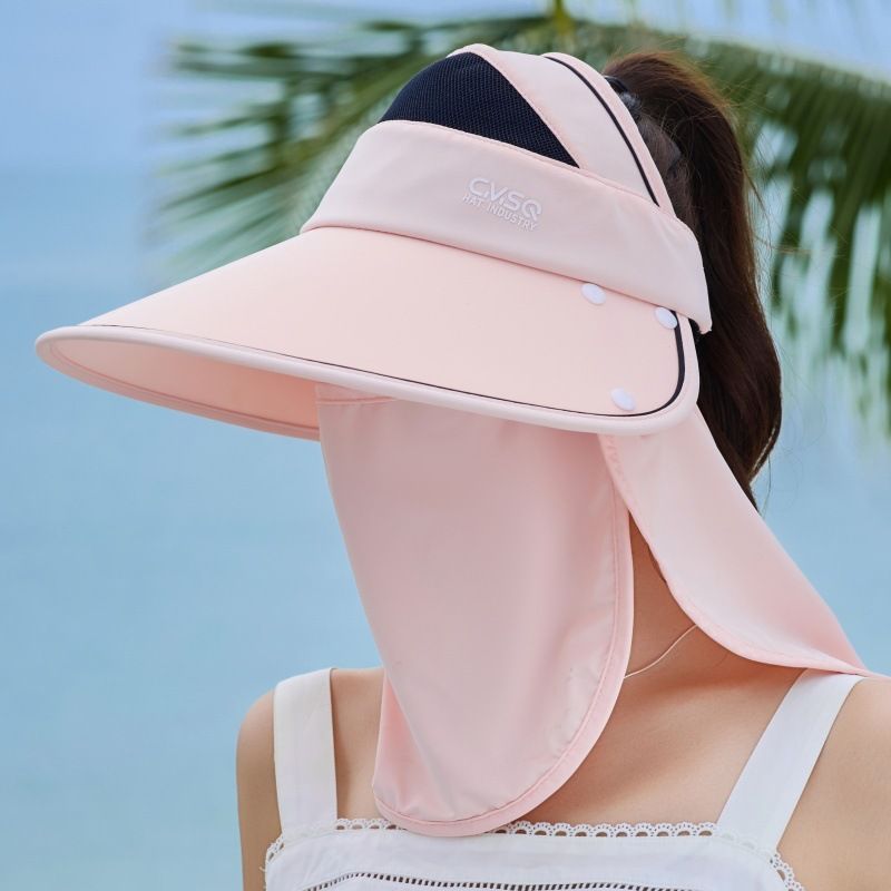 Été pour femmes cyclisme en plein air coupe-vent soleil large bord protection UV visage complet cou garde châle masque chapeau_voghion.com