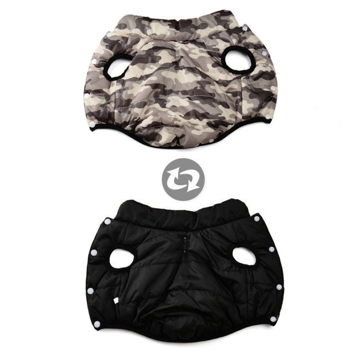 Autumn Winter New Pet Stand Collar Cotton Jacket Reversible Fleece Lined Thickened Warm Vest Dog Clothes_voghion.com
