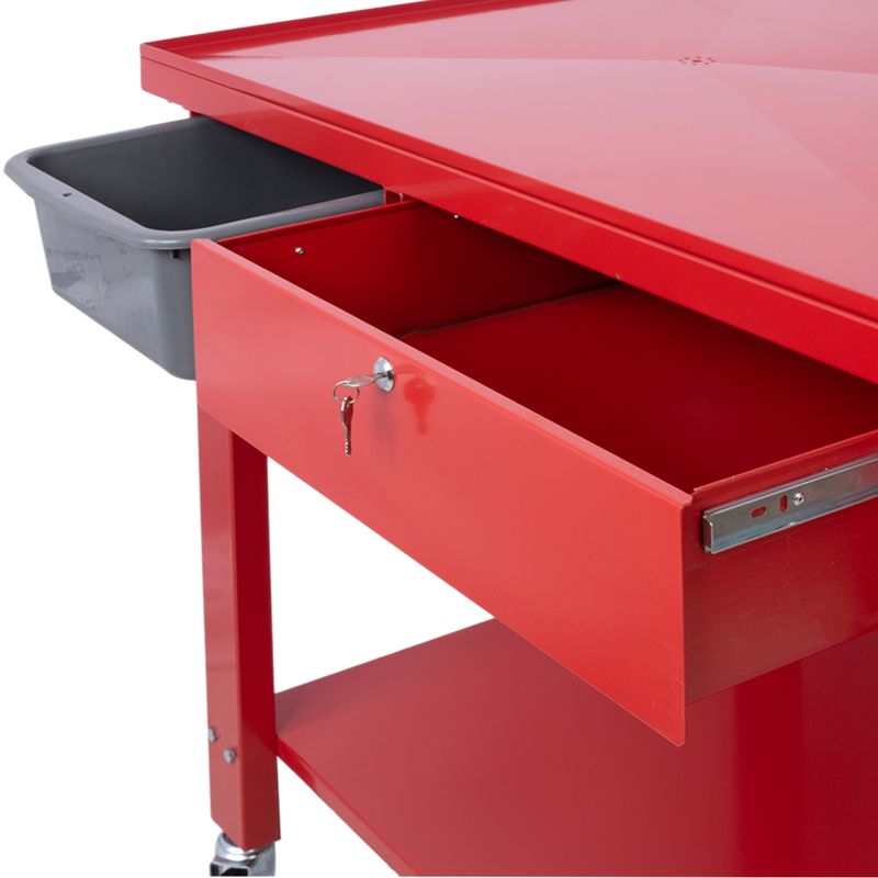 Transmission Teardown Work Station 1/2 Ton Capacity Sloping Drain Table Locking Drawer Removable Drain Basin Full-Width Lower Shelf Four 4-Inch Caster Wheels_voghion.com
