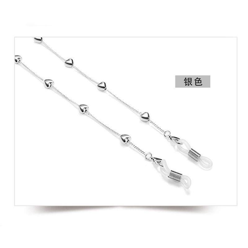 Cinturino per occhiali da lettura con catena in rame e mascherina anti-caduta in metallo a forma di cuore_voghion.com