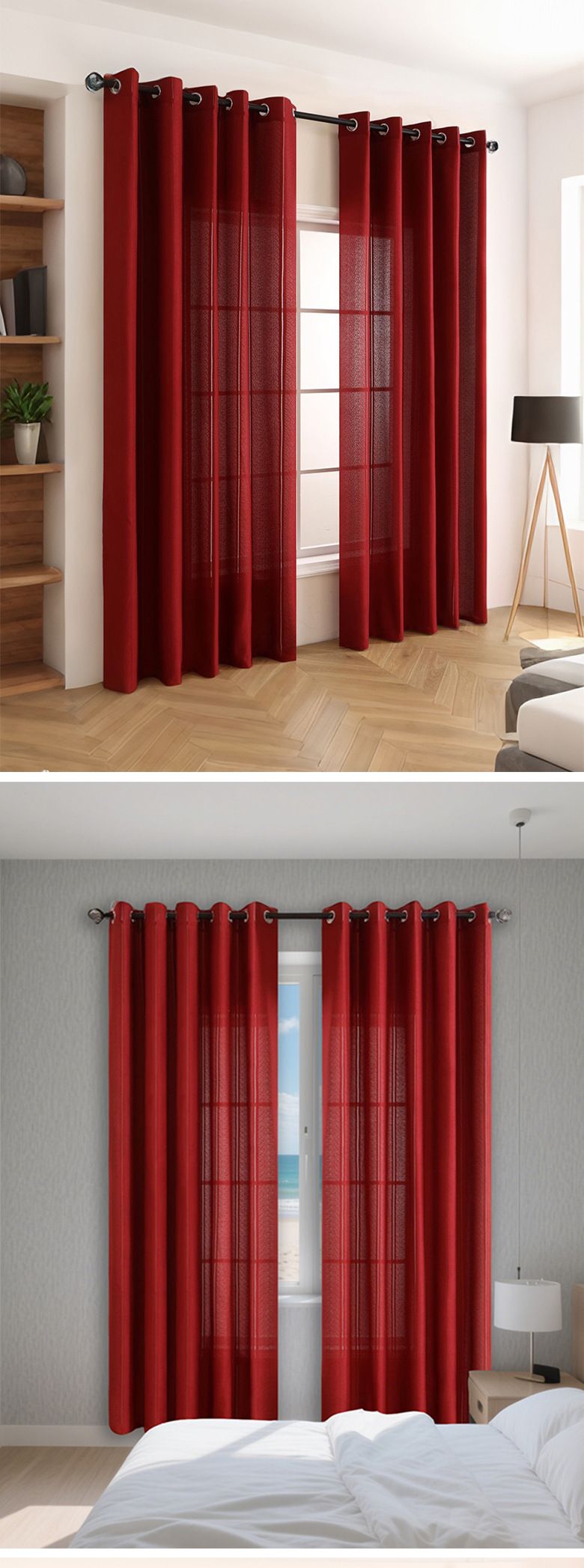 Bohemian Lace Sheer Curtains - Semi-See-Through Window Drapes For Living Room & Bedroom (Ready-Made, Light Filtering With Privacy, 52x84 Inches)_voghion.com