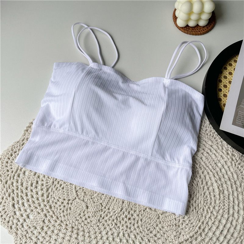 Sexy ice silk seamless camisole vest, bottom, inner anti glare, thin, breathable, chest wrapped, outer layer, strapless_voghion.com