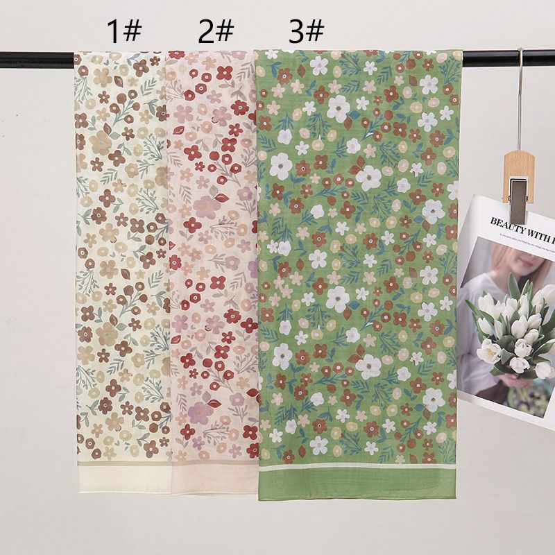 Muslimsk hodeskjerf Blomstertrykk stor størrelse 110 kvadratisk skjerf kvinnelig sørøstasiatisk populært malaysisk hodeskjerf for kvinner_voghion.com