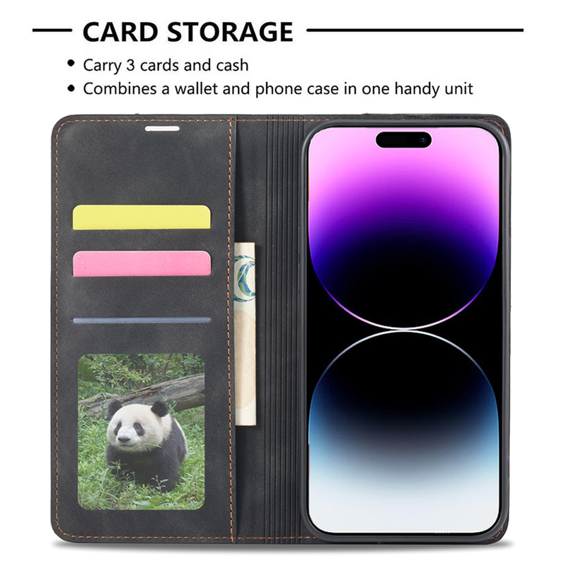 Wallet Business Magnetic Flip Leather Card Slot Case Cover For iPhone 14 Pro Max 13 12 11 SE 2020 X XR XS Max 8 7 6 6S Plus 5 5S_voghion.com