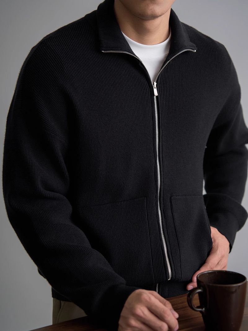Lässiger Herren-Strickcardigan mit Reißverschluss – Leichter Pullover mit lockerer Passform für Frühling und Herbst_voghion.com