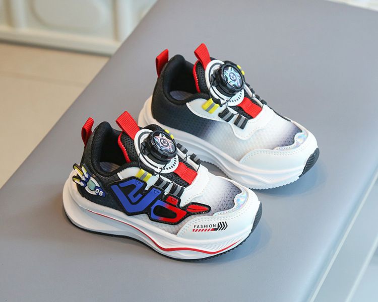 Children's sneaker 2024 spring and autumn boys' casual shoes rotating button girls' running shoes breathable baby mesh shoes single_voghion.com