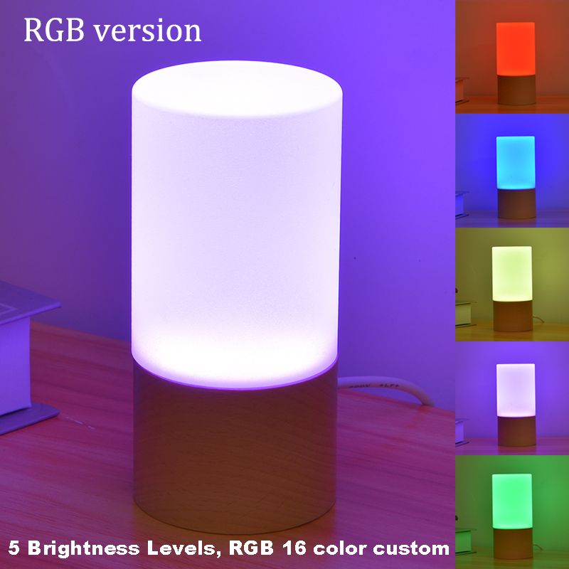 Φωτιστικό γραφείου RGB από συμπαγές ακρυλικό LED με κυλινδρική βάση από αληθινό ξύλο, βαριάς αίσθησης, από συμπαγές ακρυλικό γυαλί_voghion.com