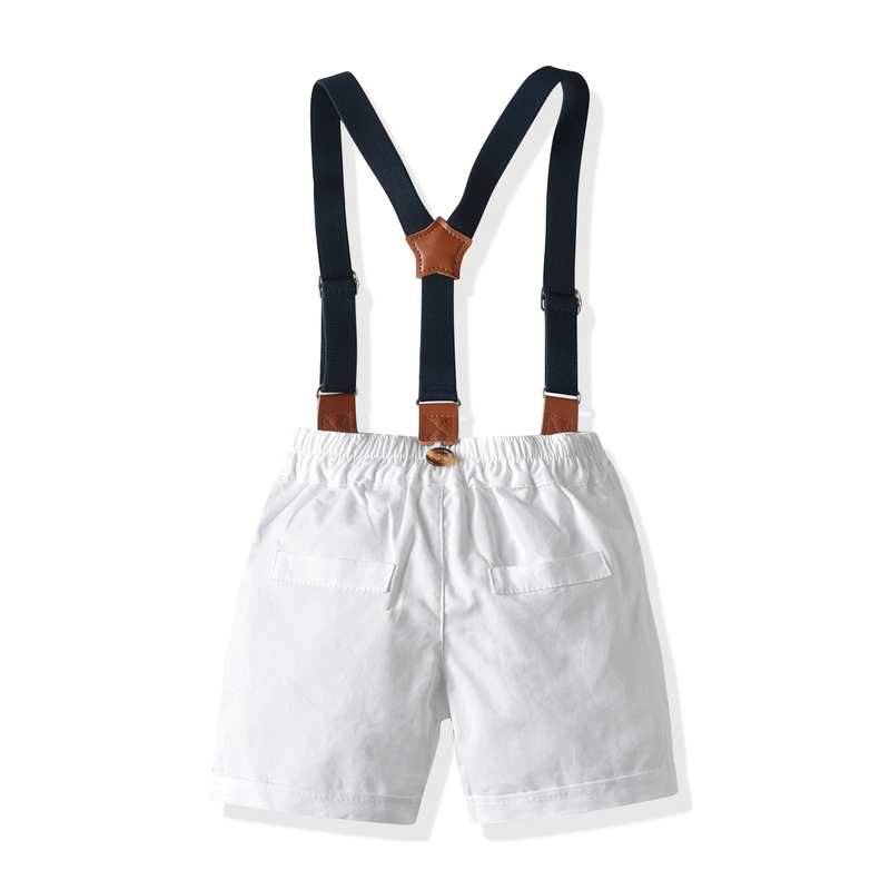 Vestiti per bambini I reggicalze con colletto della camicia a righe a maniche corte da ragazzo mostrano un completo estivo da uomo in quattro pezzi_voghion.com