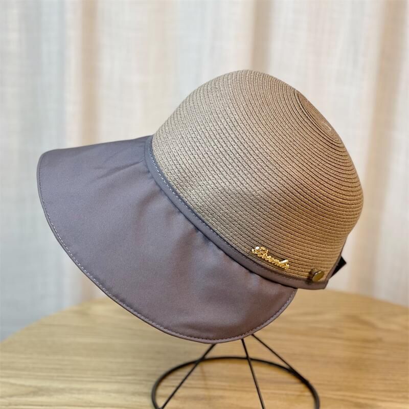 Cappello parasole versione coreana Protezione solare Traspirabilità Cappello femminile a tesa larga Cappello di paglia alla moda casual e versatile per le donne_voghion.com