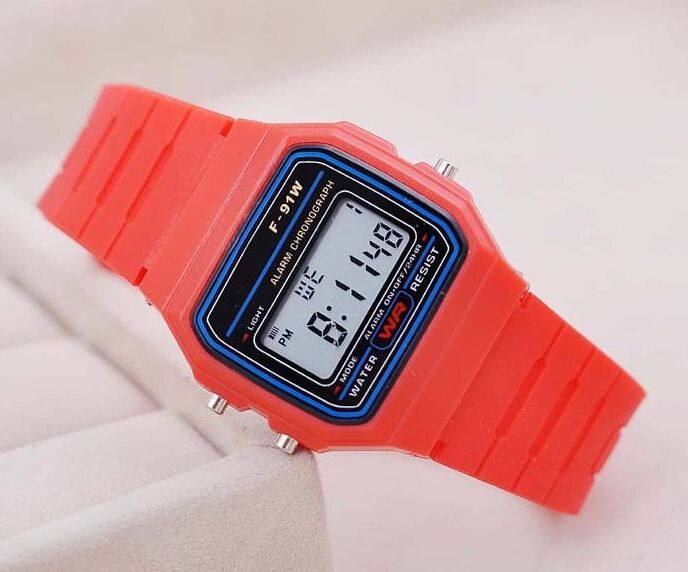 Sports Multi-Functional Ultra-Thin Luminous Alarm Clock Children's F-91w Electronic Watch_voghion.com