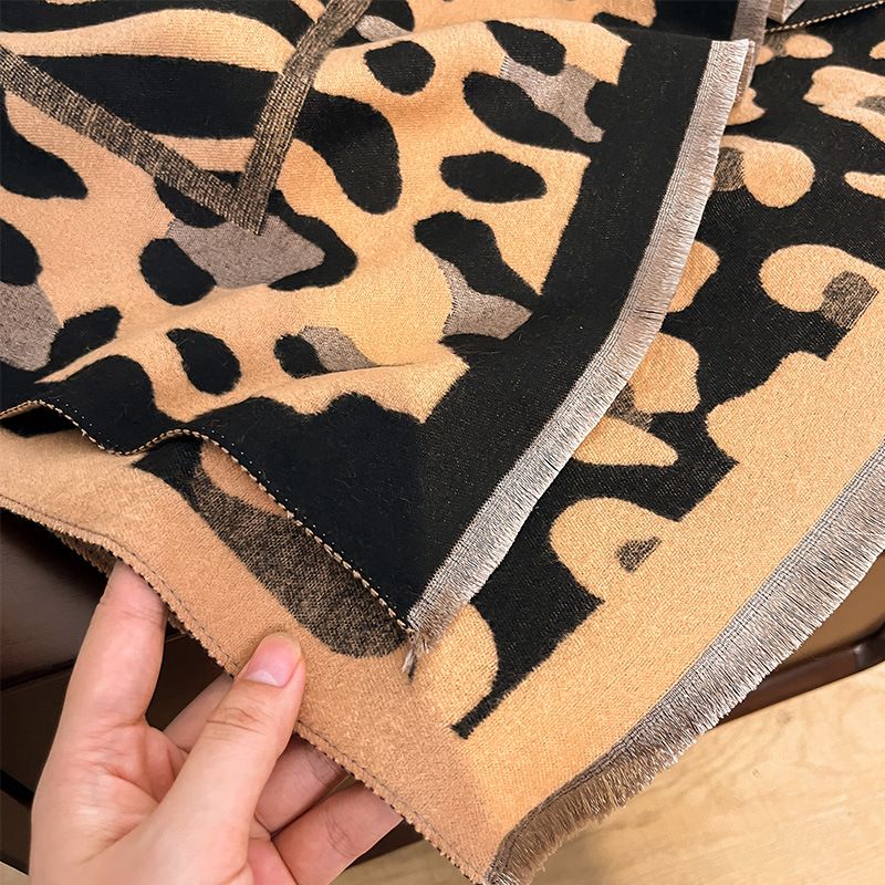 Outono inverno leopardo estampa selvagem moda quente com personalidade única, estilo doce e legal, cashmere feminino_voghion.com