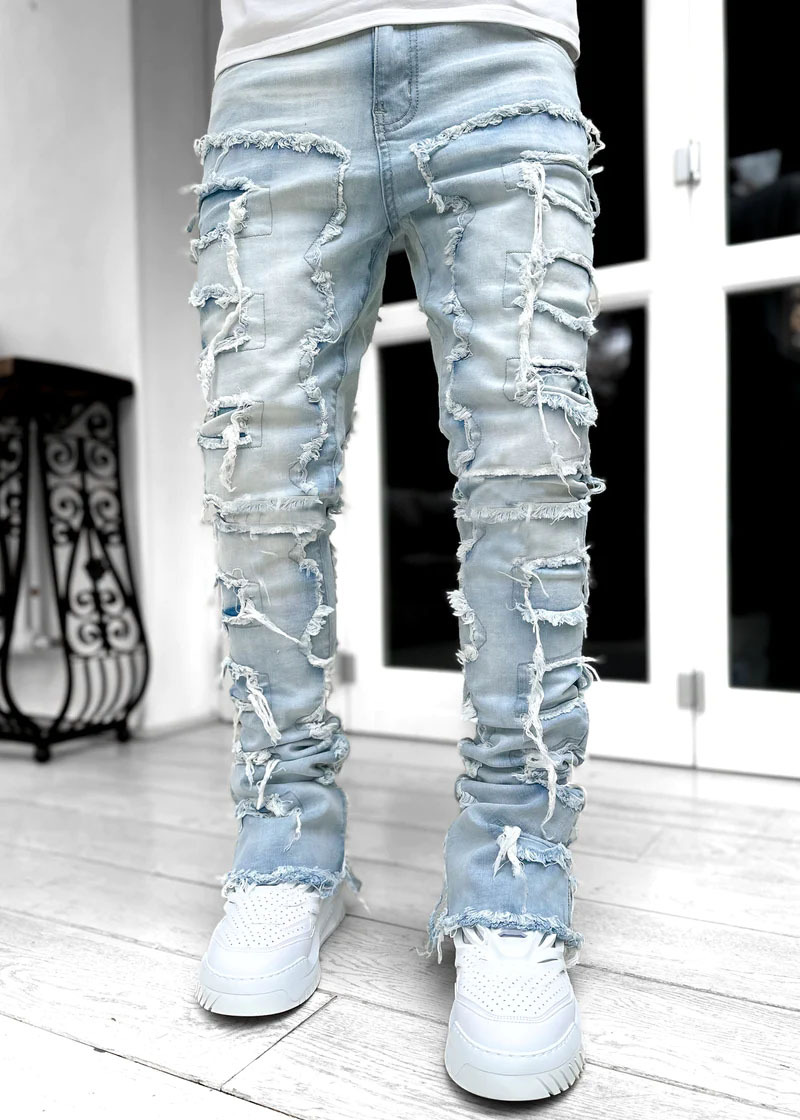 Mode Stretch Patch männer Jeans Y2K Patchwork Kreative Quasten Dekoration Gerade Denim Hosen Für Männer Hip Hop Jean Hosen_voghion.com