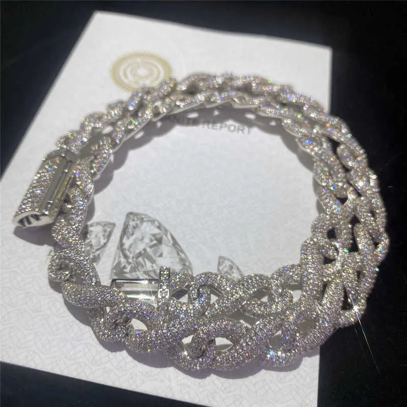 full Iced Out Classic Box Clasp Moissanite Cuban Link Fine Hip Hop Men Jewelry Cuban Necklace Bling Diamond Chain_voghion.com