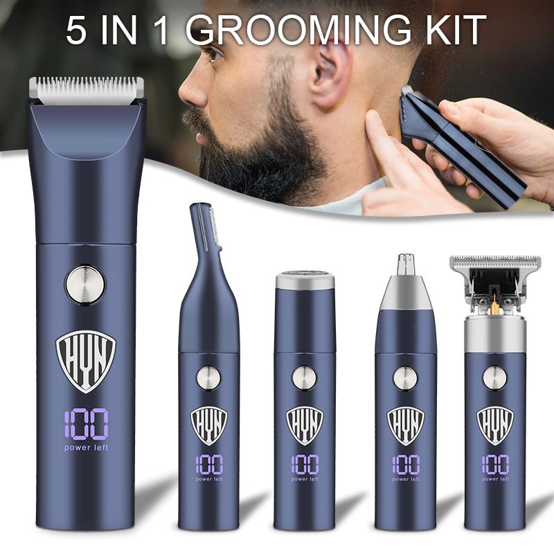 Yeni 5'i 1 arada saç kesme makinesi, tam gövde su geçirmez dijital ekranlı kaş burun düzeltici, tıraş makinesi seti_voghion.com